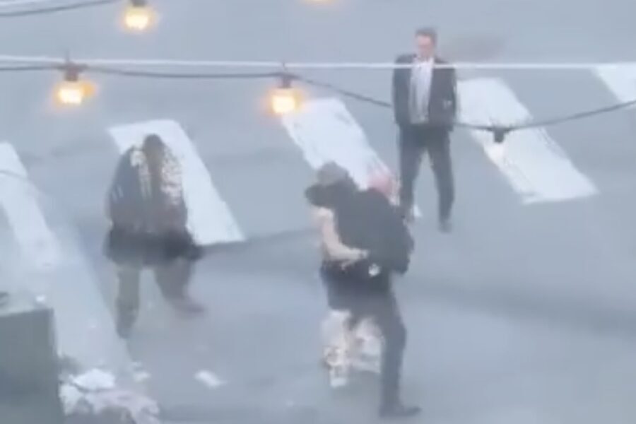 VIDEO: Dem Mayor Watches His Police Detail Get Bodyslammed By Thug, Walks Away